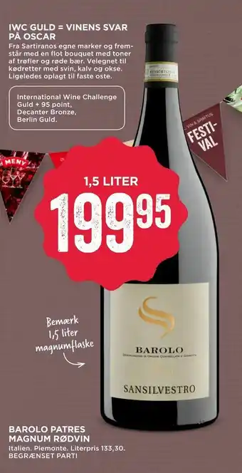 MENY Barolo patres magnum rødvin tilbud