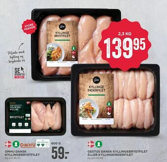 MENY Gestus dansk kyllingebrystfilet eller kyllingeinderfilet tilbud