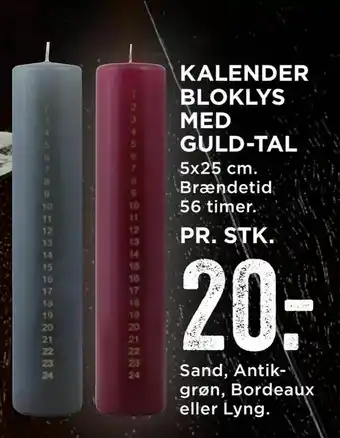 MENY Kalender bloklys med guld-tal tilbud
