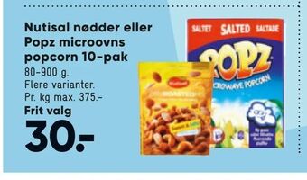 Nutisal nødder eller Popz micro ovns popcorn 10-pak