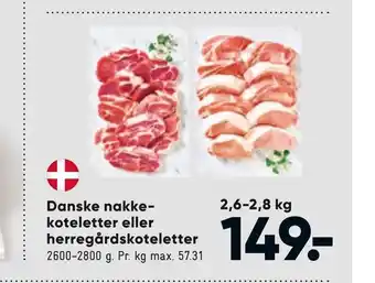 Bilka Danske nakkekoteletter eller herregårdskoteletter tilbud