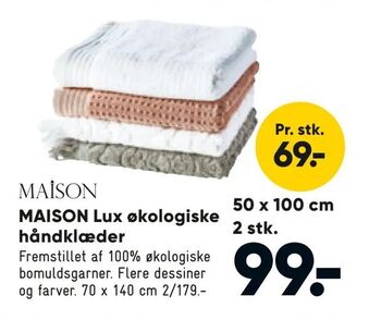 Bilka MAISON Lux økologiske håndklæder tilbud