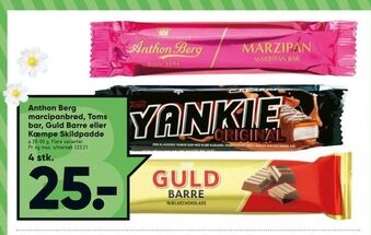 Bilka Anthon Berg marcipanbrød, Toms bar, Guld Barre eller Kæmpe Skildpadde tilbud