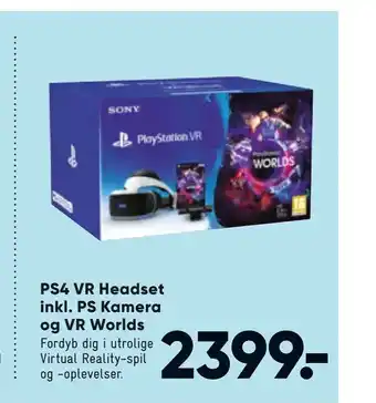Bilka PS4 VR Headset inkl. PS Kamera og VR Worlds tilbud