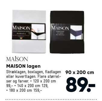 Bilka MAISON lagen 90 x 200 cm tilbud