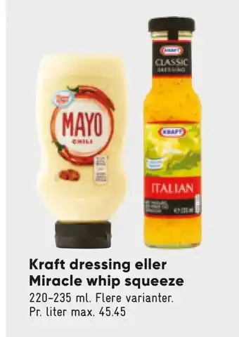 Bilka Kraft dressing eller Miracle whip squeeze tilbud