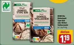 REWE DE REWE Bio Dinkelmehl Type 630 oder Dinkel- Vollkornmehl je 1 kg-Pckg. tilbud