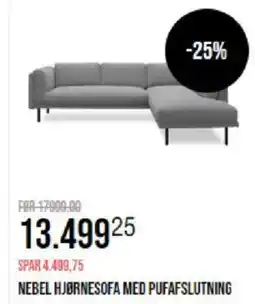 Ilva NEBEL HJØRNESOFA MED PUFAFSLUTNING tilbud