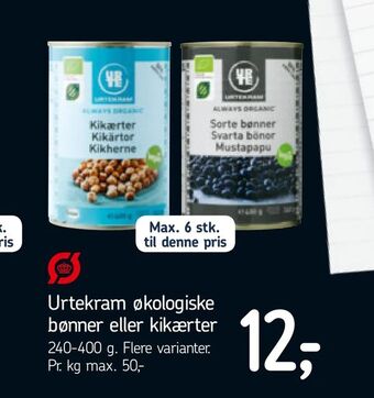 Føtex Urtekram økologiske bønner eller kikærter tilbud
