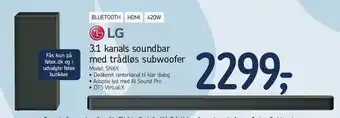 Føtex 3,1 kanals soundbar med trådløs subwoofer tilbud