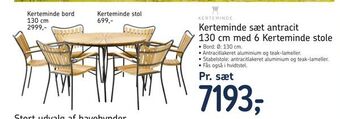 Føtex Kerteminde sæt antracit 130 cm med 6 Kerteminde stole tilbud