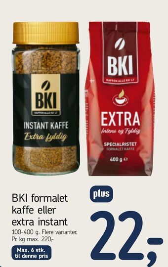 Føtex BKI formalet kaffe eller extra instant tilbud