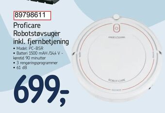 Føtex Proficare Robotstøvsuger inkl. fjernbetjening tilbud