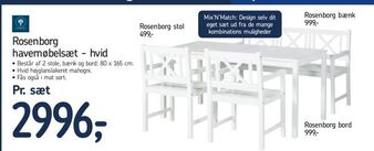 Føtex Rosenborg havemøbelsæt - hvid tilbud