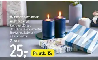 Føtex Windsor serivetter eller bloklys tilbud