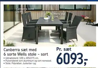 Føtex Canberra sæt med 6 sorte Wells stole - sort tilbud
