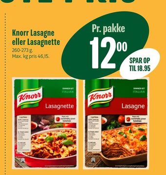 Min Købmand Knorr Lasagne eller Lasagnette tilbud