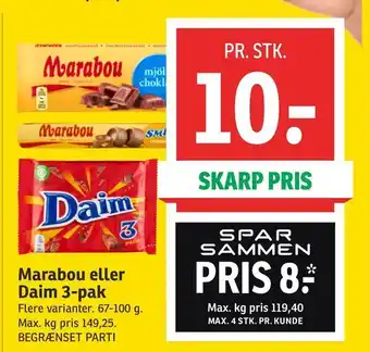 SPAR Marabou eller Daim 3-pak tilbud