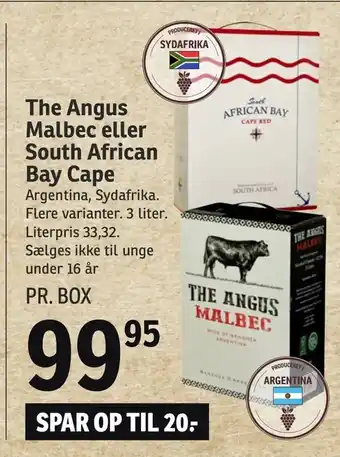 SPAR The Angus Malbec eller South African Bay Cape tilbud