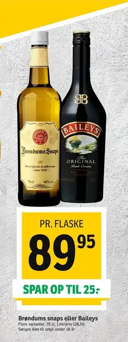 SPAR Brøndums snaps eller Baileys tilbud