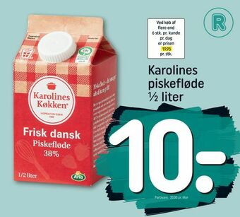 REMA 1000 Karolines piskefløde ½ liter tilbud