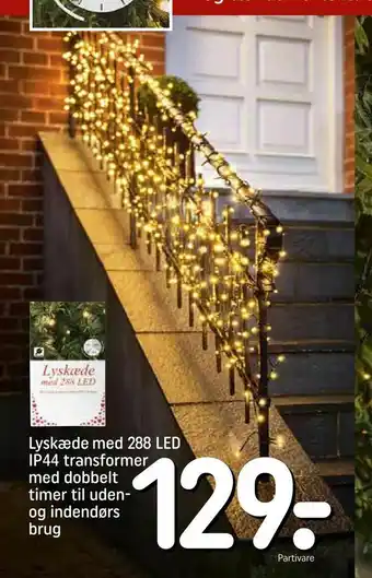 REMA 1000 Lyskæde med 288 LED IP44 transformer med dobbelttimer til uden og indendørs brug tilbud
