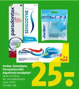 Coop 365 Jordan, Sensodyne, Parosontax eller Aquafresh mundpleje tilbud