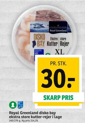 SPAR Royal Greenland disko bay ekstra store kutter-rejer i lage tilbud