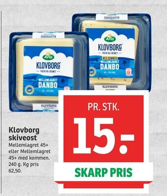 SPAR Klovborg skiveost tilbud