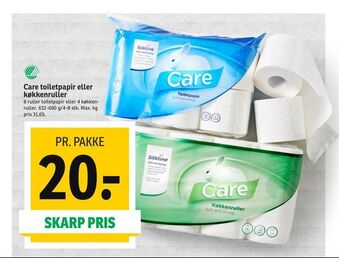 SPAR Care toiletpapir eller køkkenruller tilbud