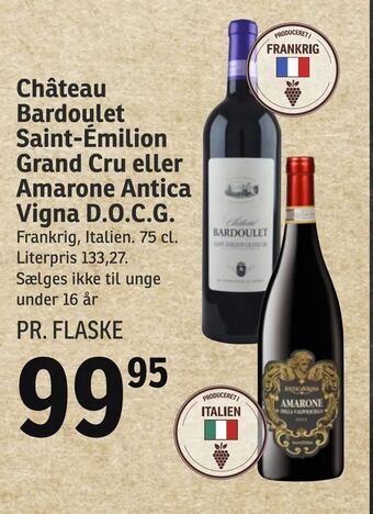 SPAR Château Bardoulet Saint-Émilion Grand Cru eller Amarone Antica Vigna D.O.C.G tilbud