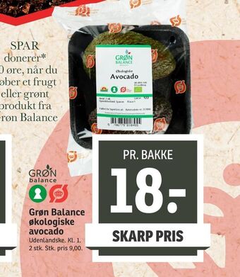 SPAR Grøn Balance økologiske avocado tilbud