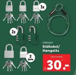 Lidl PARKSIDE Stålkabel/Hængelås tilbud