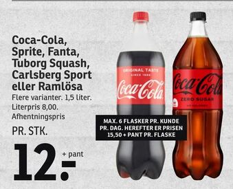 SPAR Coca-Cola, Sprite, Fanta, Tuborg Squash, Carlsberg Sport eller Ramlösa tilbud