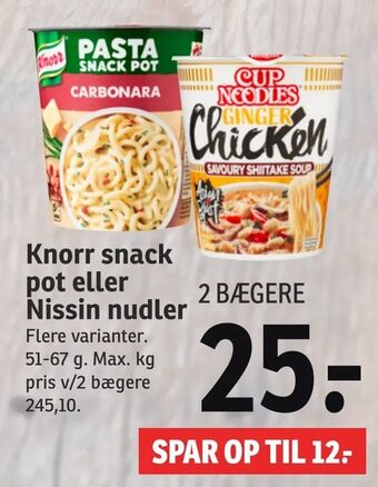 SPAR Knorr snack pot eller Nissin nudler tilbud