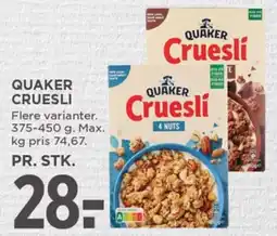 MENY QUAKER CRUESLI tilbud