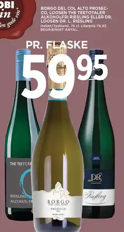 MENY BORGO DEL COL ALTO PROSEC- CO, LOOSEN THE TEETOTALER ALKOHOLFRI RIESLING ELLER DR. LOOSEN DR. L. RIESLING tilbud