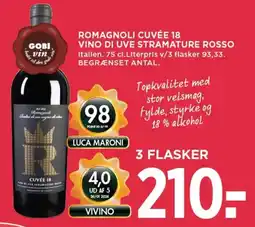 MENY ROMAGNOLI CUVÉE 18 VINO DI UVE STRAMATURE ROSSO tilbud