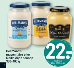 REMA 1000 Hellmann's mayonnaise eller Maille dijon sennep tilbud