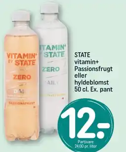 REMA 1000 STATE vitamin+ Passionsfrugt eller hyldeblomst 50 cl. Ex. pant tilbud