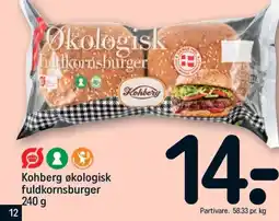 Kohberg økologisk fuldkornsburger 240 g