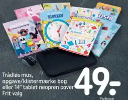 Trådløs mus, opgave/klistermærke bog eller 14" tablet neopren cover Frit valg