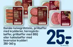 REMA 1000 Danske kalvegrillsticks, grillbøffer med krydderier, herregårds- bøffer, grillbøffer med BBQ tilbud
