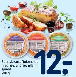 REMA 1000 Spansk kartoffelomelet med løg, chorizo eller spinat 200 g tilbud