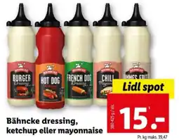 Lidl Bähncke dressing, ketchup eller mayonnaise tilbud