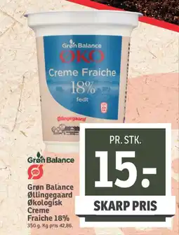SPAR Grøn Balance Øllingegaard Økologisk Creme Fraiche 18% tilbud