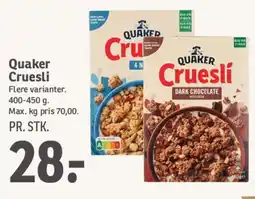 SPAR Quaker Cruesli Flere varianter. tilbud