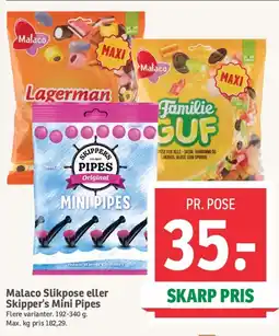 SPAR Malaco Slikpose eller Skipper's Mini Pipes tilbud