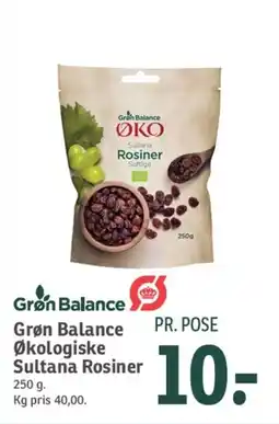 SPAR Grøn Balance Økologiske Sultana Rosiner tilbud
