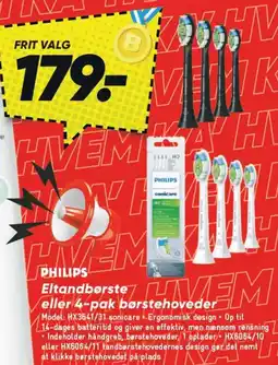 Bilka Eltandbørste eller 4-pak børstehoveder tilbud